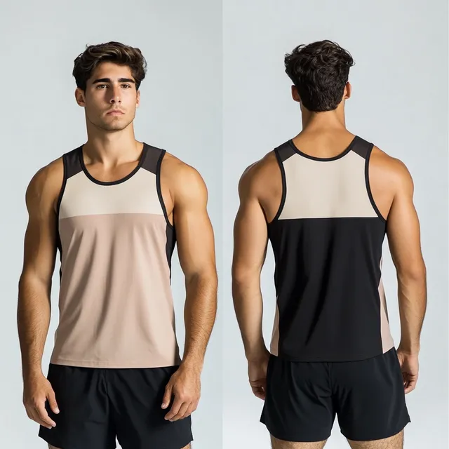 Stylish Men's Sport Tank Top: Front and Back Model Showcase