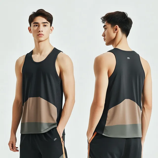 Stylish Slim Fit Men's Sport Tank Top: Front and Back View