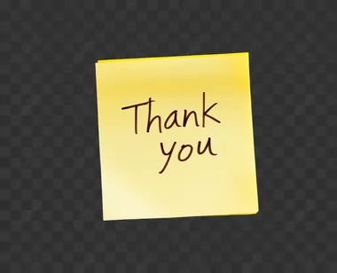 A single yellow sticky note with the words "Thank you" written in simple, clear handwriting. The sticky note is placed on a plain white background with no additional text, marks, or decorations. The focus is solely on the note and the handwritten message, creating a simple and heartfelt expression of gratitude.   --s 50