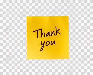 A single yellow sticky note with the words "Thank you" written in simple, clear handwriting. The sticky note is placed on a plain white background with no additional text, marks, or decorations. The focus is solely on the note and the handwritten message, creating a simple and heartfelt expression of gratitude.   --s 50