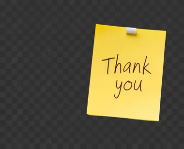 A single yellow sticky note with the words "Thank you" written in simple, clear handwriting. The sticky note is placed on a plain white background with no additional text, marks, or decorations. The focus is solely on the note and the handwritten message, creating a simple and heartfelt expression of gratitude.   --s 50