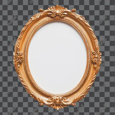 Wooden oval frame on a white background