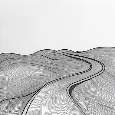 minimalist, line drawing, many roads lead to the same point