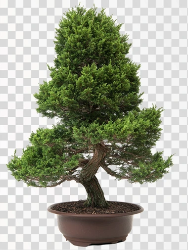 A photograph of a majestic conifer, in the foreground, full-height, natural light 45 degrees to the right, isolated on a white background.