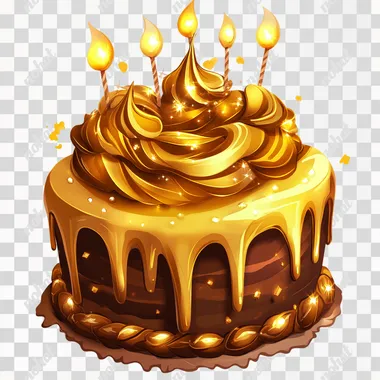 png. transparent background, mysterious magical golden cake