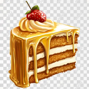 png. transparent background, mysterious magical golden cake
