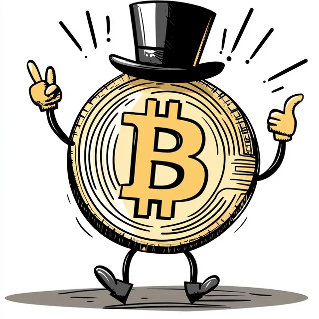 Bitcoin's Animated Humor: A Comical Character in a Top Hat