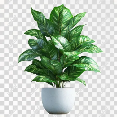 Exquisite potted plants, green plants, green leaves, white background image, bright, hyper realistic photography --s 750