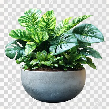 Exquisite potted plants, green plants, green leaves, white background image, bright, hyper realistic photography --s 750