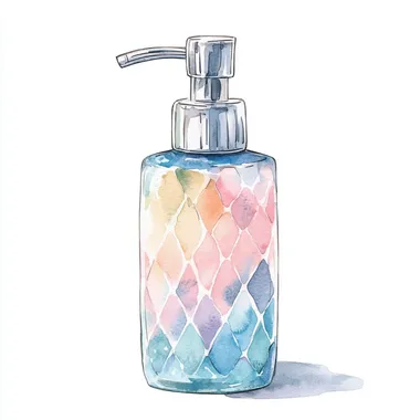 watercolour cartoon clipart spa soap dispenser isolated on a white background