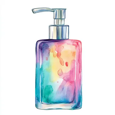 watercolour cartoon clipart spa soap dispenser isolated on a white background