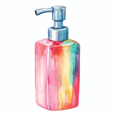 watercolour cartoon clipart spa soap dispenser isolated on a white background