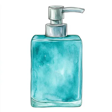 watercolour cartoon clipart spa soap dispenser isolated on a white background