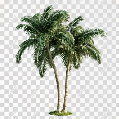 Palm tree leaves png picture material, pure white background, warm indoor lighting at night, shoot from the side