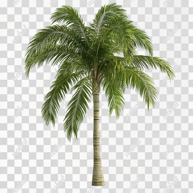 Palm tree leaves png picture material, pure white background, warm indoor lighting at night, shoot from the side