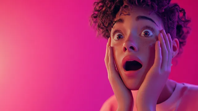 a woman with a surprised look on her face