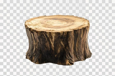 Isolated tree stump podium on a white background, showcasing natural rustic design.
