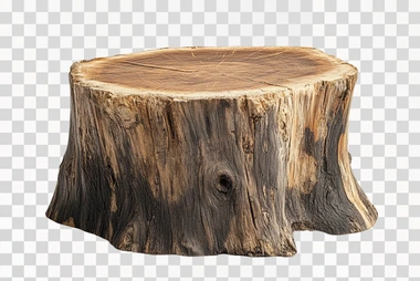Isolated tree stump podium on a white background, showcasing natural rustic design.