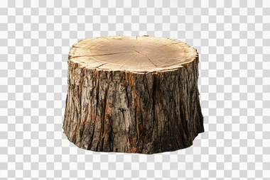Isolated tree stump podium on a white background, showcasing natural rustic design.