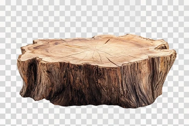 Isolated tree stump podium on a white background, showcasing natural rustic design.