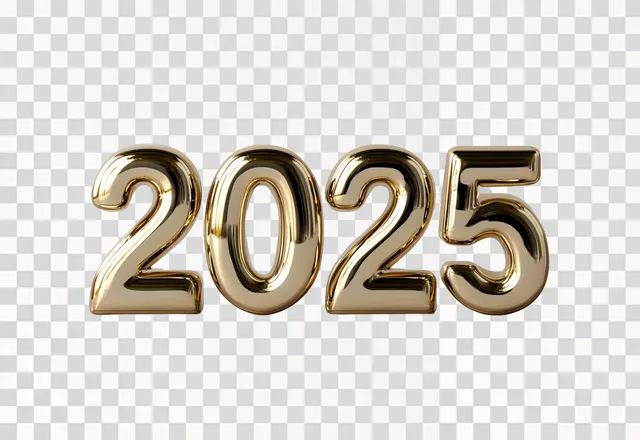Minimalist 3D Gold Chrome '2025' Render