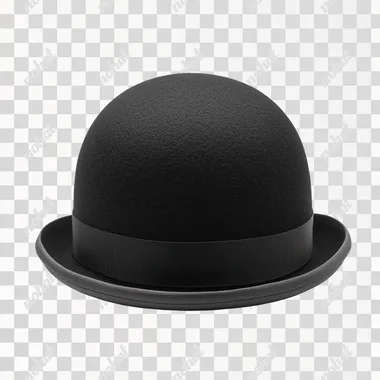 Black bowler hat on white background