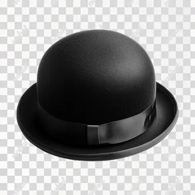 Black bowler hat on white background