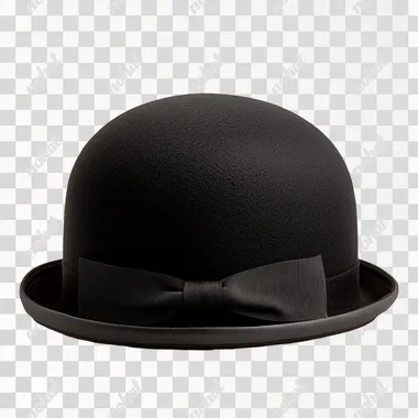 Black bowler hat on white background