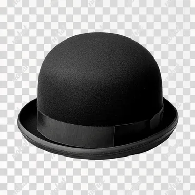 Black bowler hat on white background