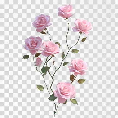 pink roses, 3D pixar digital art, plain white background