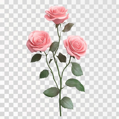pink roses, 3D pixar digital art, plain white background