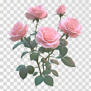 pink roses, 3D pixar digital art, plain white background