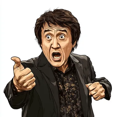 Jackie Chan Wtf Meme, draw style, isolated, png image