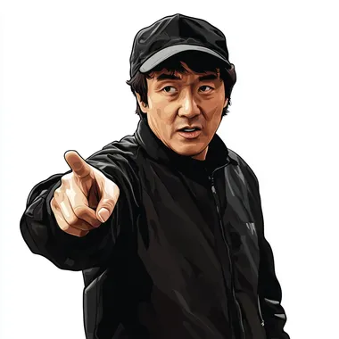 Jackie Chan Wtf Meme, draw style, isolated, png image