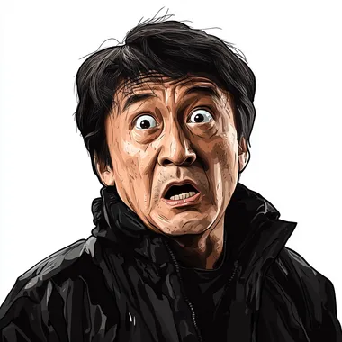 Jackie Chan Wtf Meme, draw style, isolated, png image
