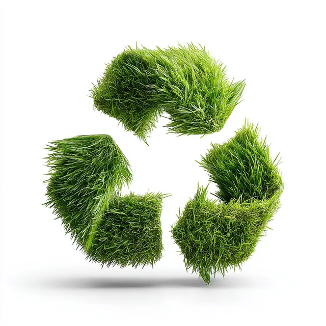 Green Grass Recycling Symbol on White Background