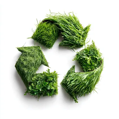 symbole recyclage en herbe verte sur fond blanc rofile rxqpm3l