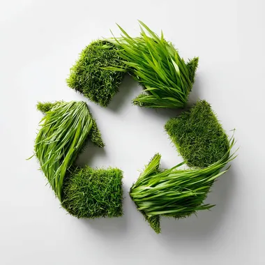 symbole recyclage en herbe verte sur fond blanc rofile rxqpm3l