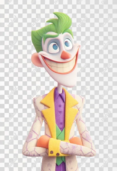 3D joker, soft lighting, plain white background, Pixar-style, perfect for LINE sticker.  --s 150    lwavud7