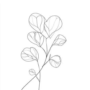 illustriertes valentienstag herz in schwarz wei mit als eucaliptus minimalistisches design one line