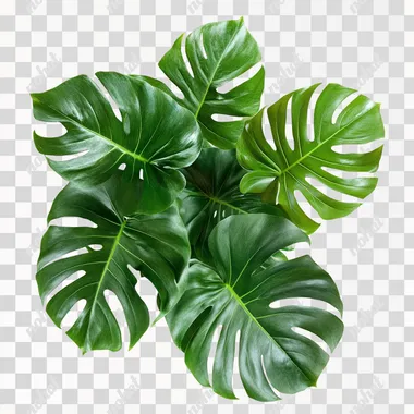 monstera houseplant top view on isolated white background