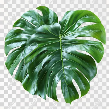 Monstera deliciosa, a tropical leaf isolated on a white background with a clipping path. Full depth of field.  --s 750