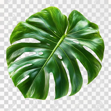 Monstera deliciosa, a tropical leaf isolated on a white background with a clipping path. Full depth of field.  --s 750