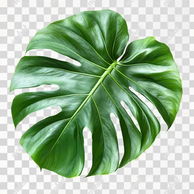 Monstera deliciosa, a tropical leaf isolated on a white background with a clipping path. Full depth of field.  --s 750