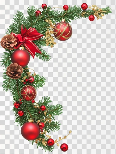 Christmas Corner Border decoration Png, isolated