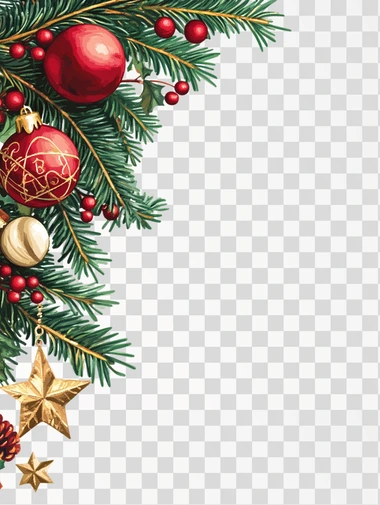 Christmas Corner Border decoration Png, isolated