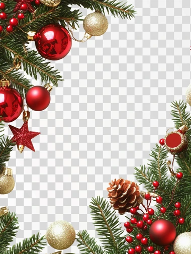 Christmas Corner Border decoration Png, isolated