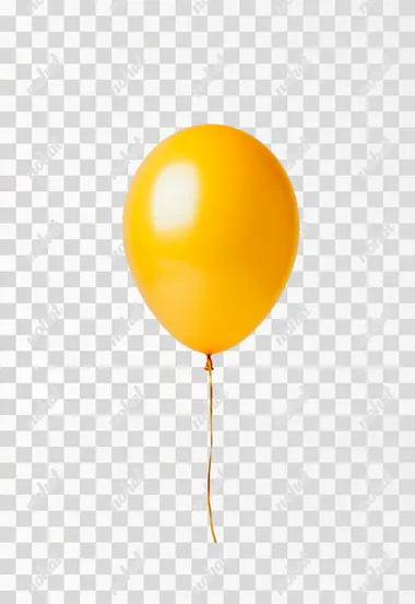 Minimalist product photography of a yellow baloon, against a solid white background with negative space around the sides, lit with studio lighting