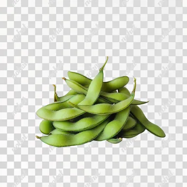 a pile of edamame seeds, side view, white background