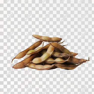 a pile of edamame seeds, side view, white background